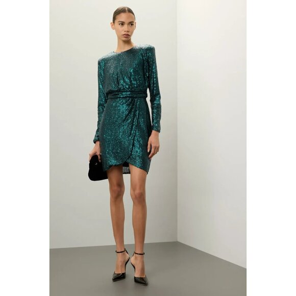 Donna Morgan Green Sequin Mini Dress – Women’s Size 6 (Retails $188) - Picture 4 of 12